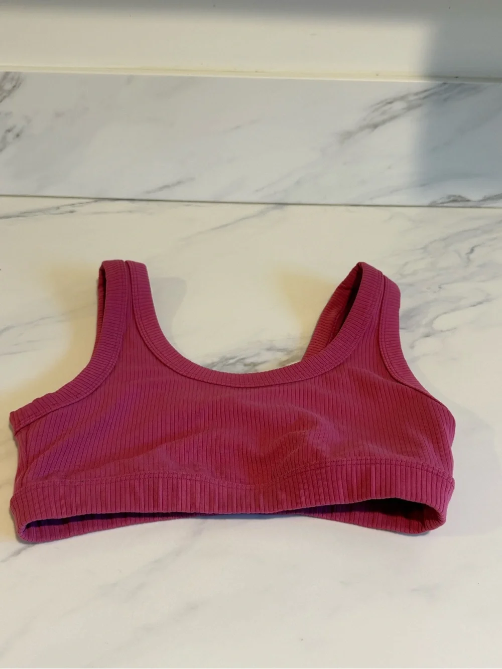 Alo pink ribbed sports bra